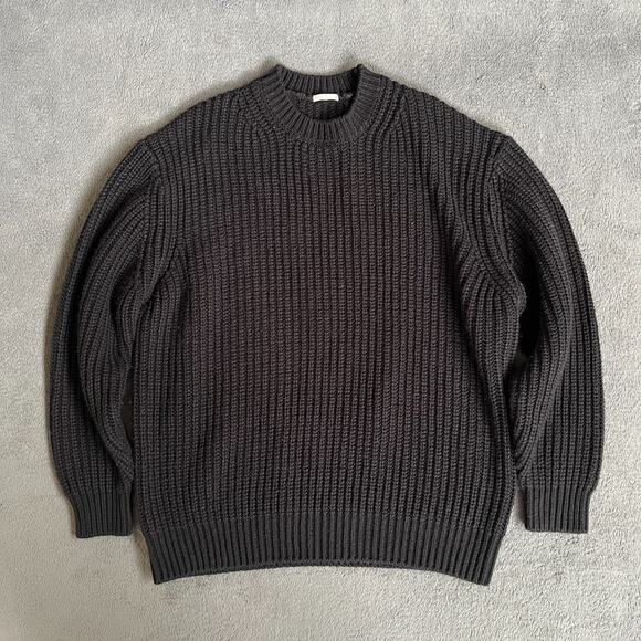 GU Sweater Black Ribbed Knit Long Sleeve Crewneck Pullover Casual Men’s Size L - Picture 1 of 9